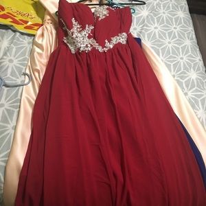 Corset dress size 12 all red with silver beading